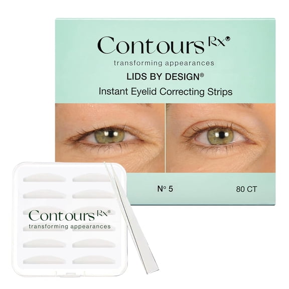Contours Rx Lids by Design  N5 Transparent Instant Eyelid Lift Strips for Casual Mild to Moderate Hooded Lids  Medical-Grade, Anti-Aging Eyelid Tape  80 Count