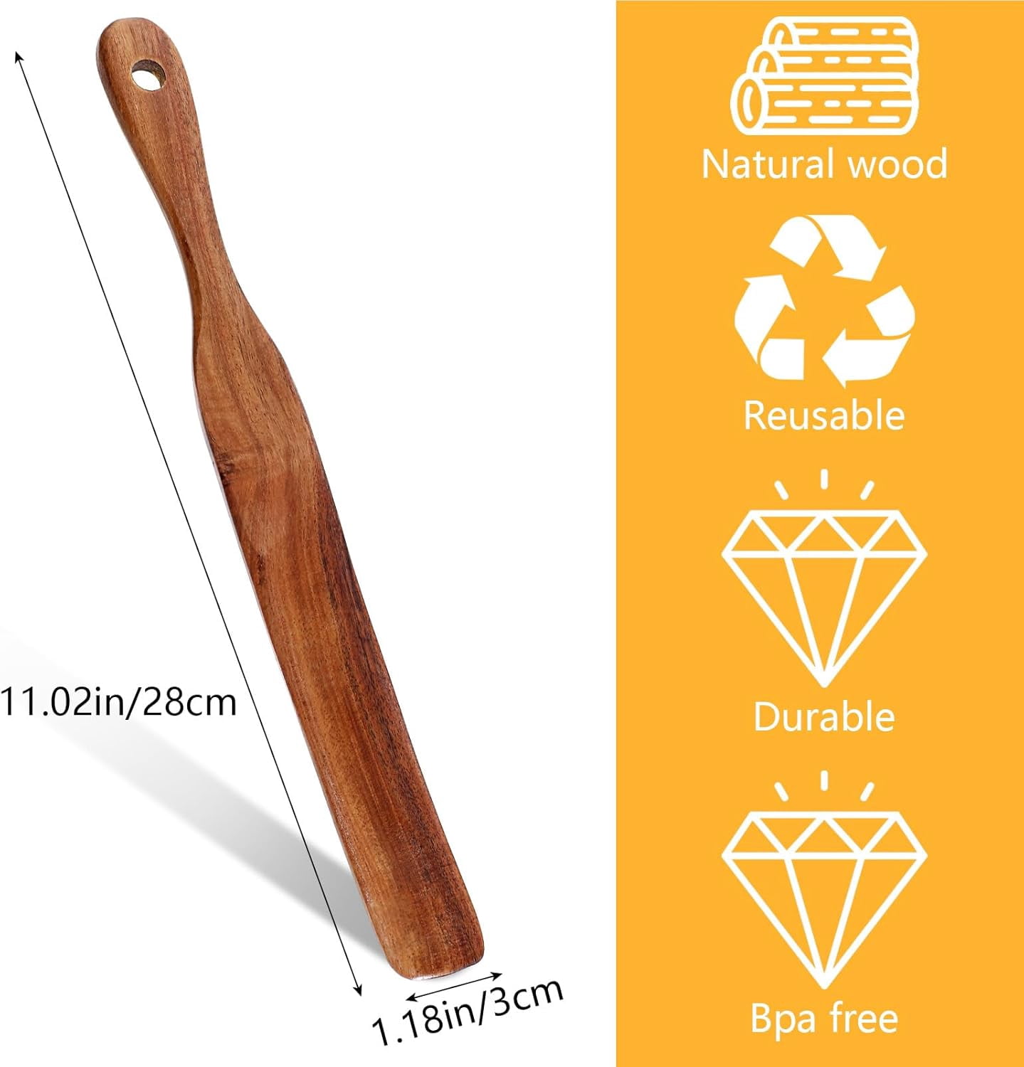 LIDUI-11Inch Skinny Wooden Spurtle Blender Spatula Sourdough Mixer ...