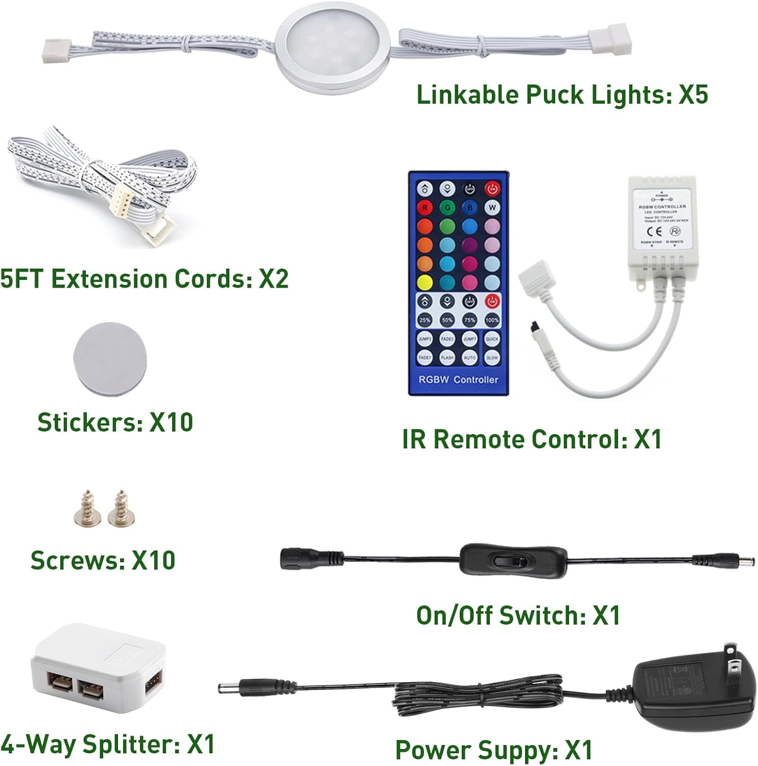 Linkable Led Multi Color LIDUI-24V Color Changing LED Puck Lights Dimmable, Multicolor Under ...