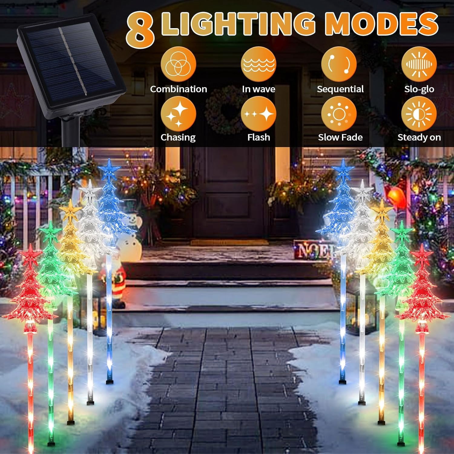 LIDUI-5 Pcs Acrylic Solar Pathway Stakes Lights Outdoor Waterproof, 8 ...