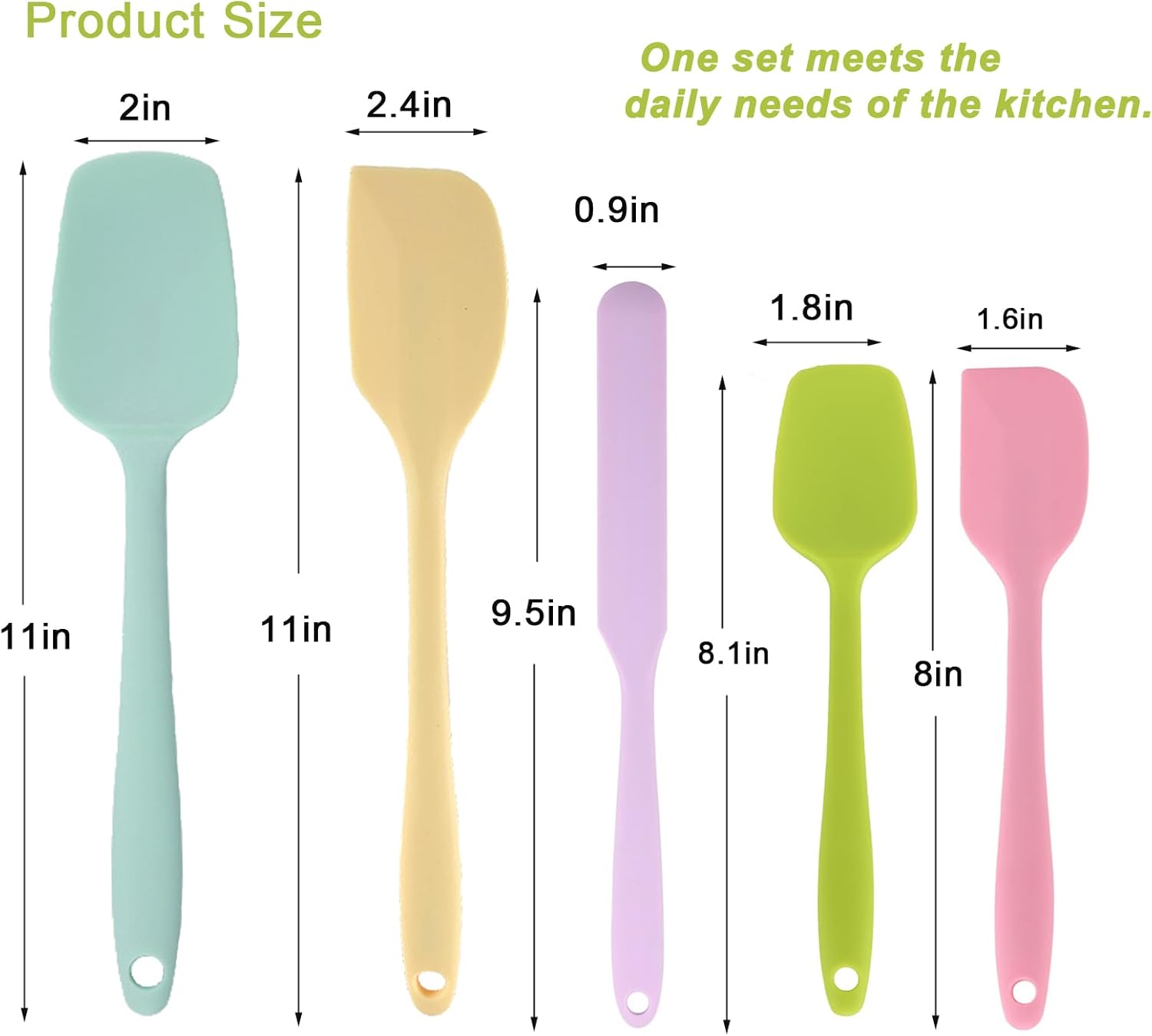 LIDUI-5-piece food grade silicone scraper set - heat-resistant spatula ...
