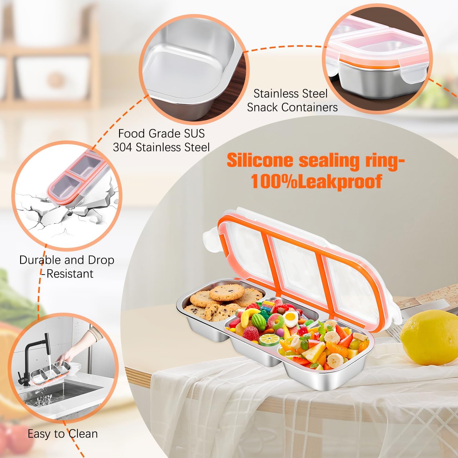 LIDUI-Grab and Go Snack Containers Reusable,Stainless Steel Snack ...