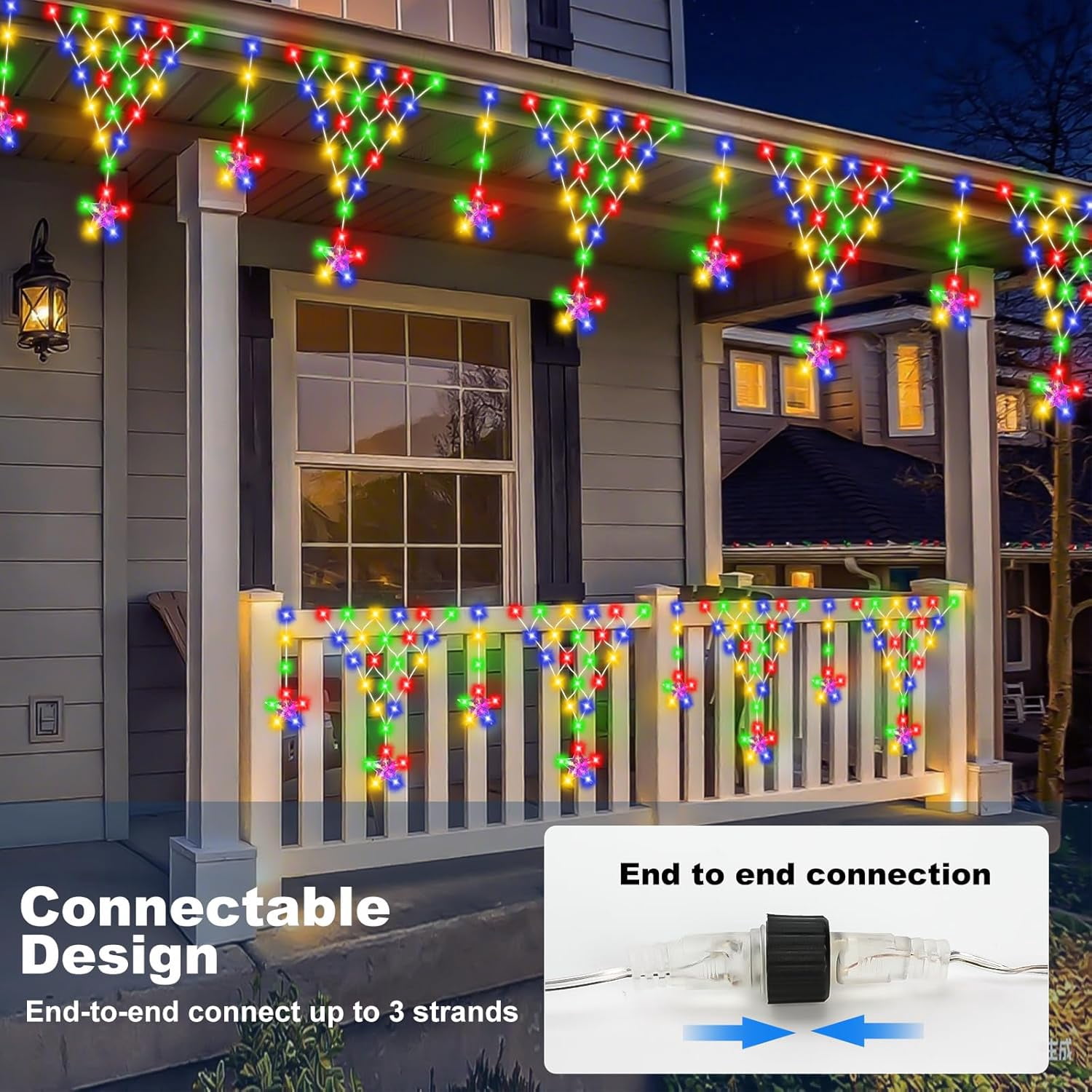 LIDUI-Outdoor Christmas Lights, 218 LED 13.8ft Christmas Curtain Lights