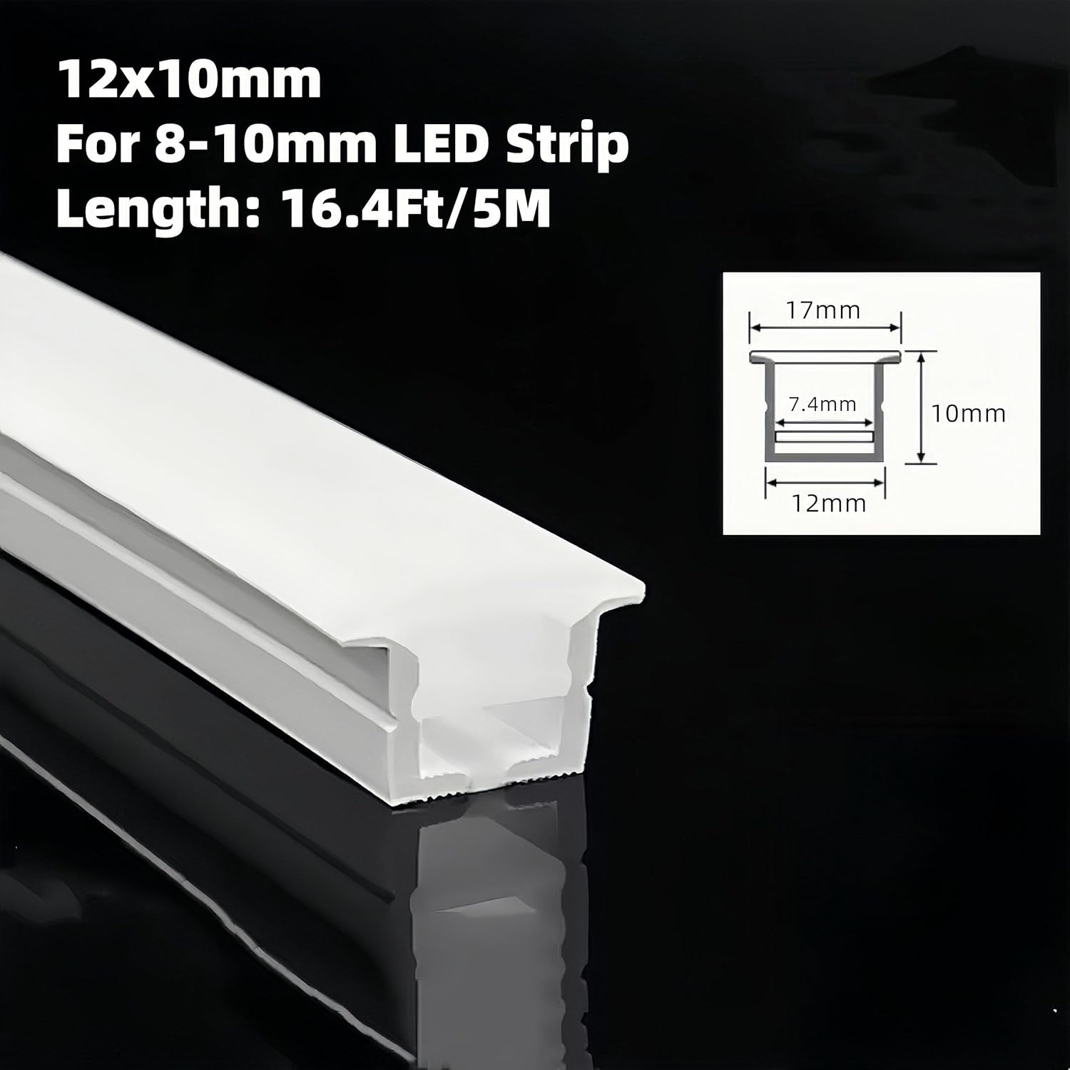 LIDUI-Silicone LED Channel System, 16.4Ft/5M Through Free White 12x10mm ...