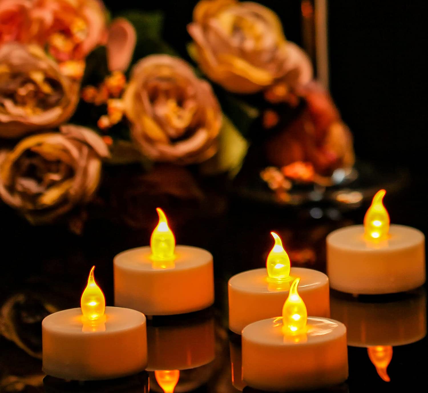 LIDUI-Tea Lights,50 Pack Flameless LED Tealight Candles,Realistic ...