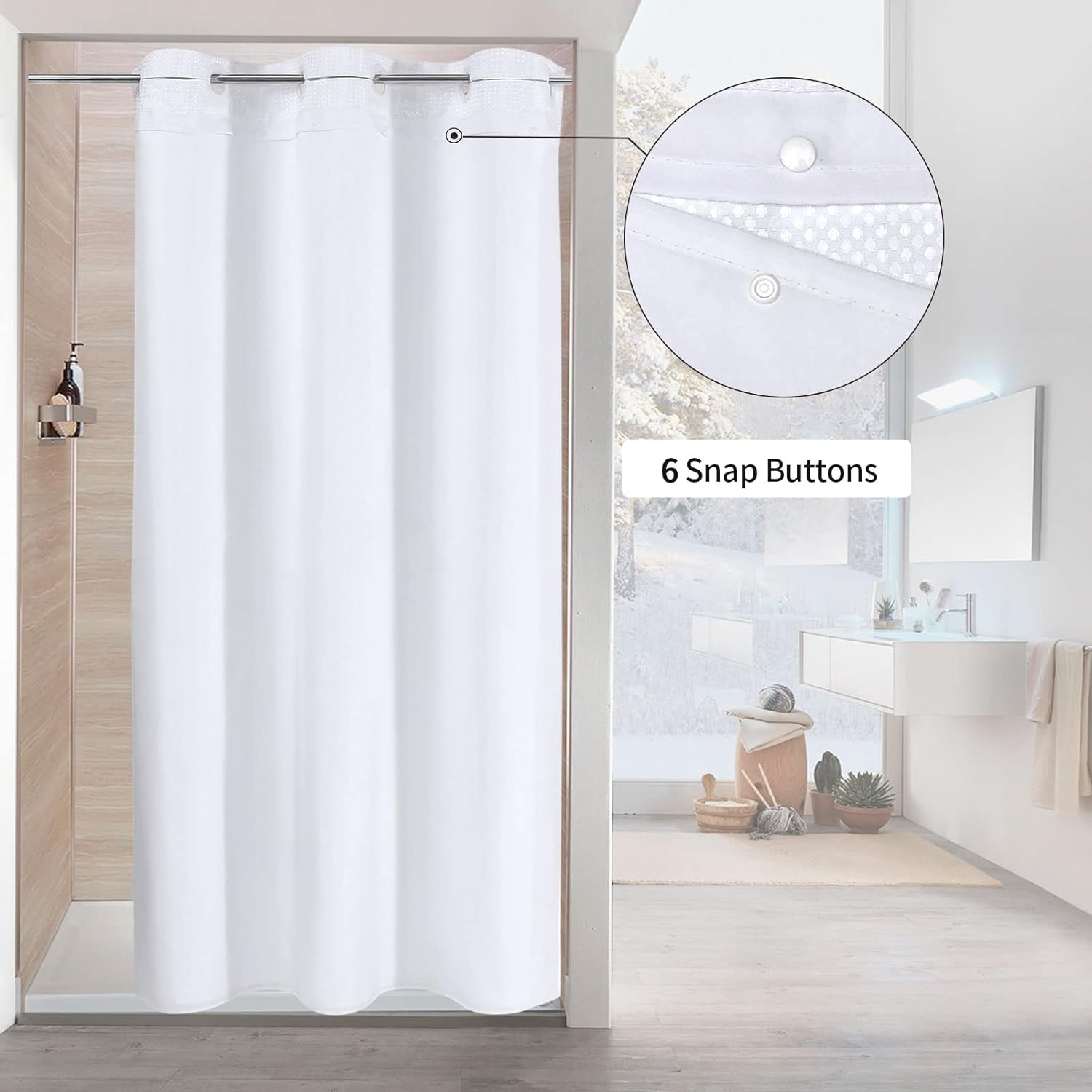 LIDUI-White Waffle Small Stall Shower Curtain Liner Set 36 x 74, No