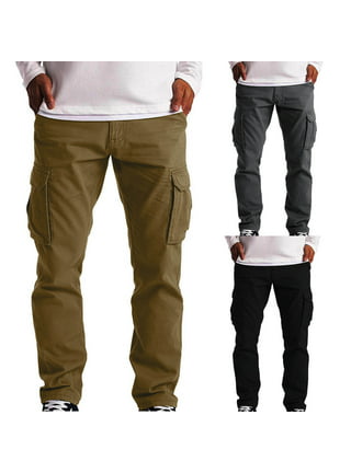Men'S Cargo Trousers Work Wear Combat Safety Cargo 6 Pocket Full Pants Mens  Loose Fitting Pants Trouser Casual Pants Black XXXXL
