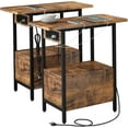 thumbnail image 1 of LIDYUK End Table with Charging Station, Narrow Side Table with Drawer and USB Ports & Power Outlets, Nightstand Bedside Tables for Small Spaces, Bedroom, Living Room, Rustic Brown, Set of 2, 1 of 7