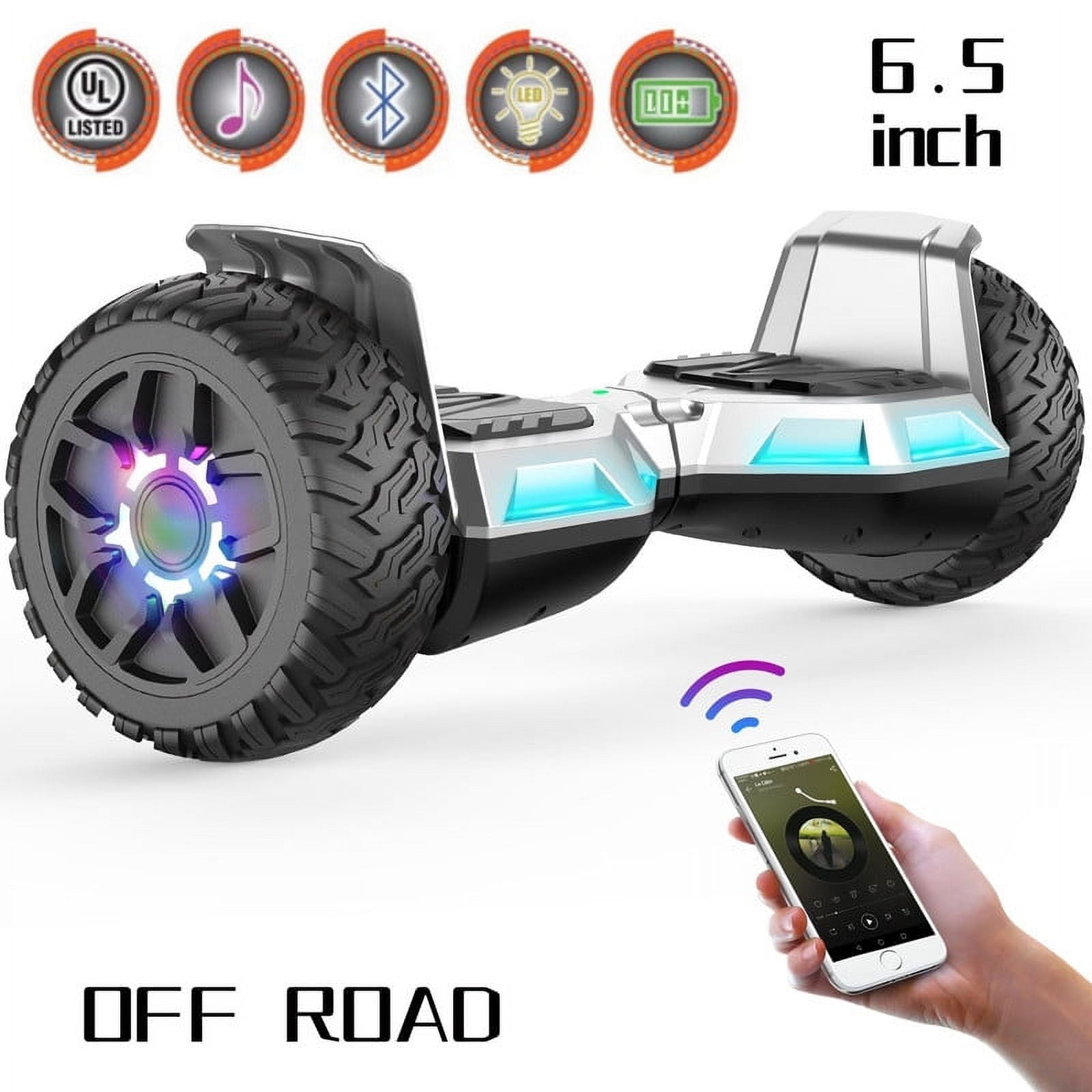 LIEAGLE 8.5 inch Off Road All Terrain Hoverboard Self Balancing Scooter with Bluetooth Speaker and LED Lights 10 mph Max Speed Max Weight 260 lbs