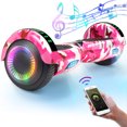 thumbnail image 1 of LIEAGLE Bluetooth Hoverboard, 6.5" Hover Board with LED Lights, 9MPH All-Terrain Two-Wheel Self Balancing Flash Wheel Electric Scooter for Kids & Adults, Camouflage Pink, 1 of 8