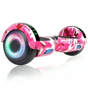 LIEAGLE Bluetooth Hoverboard 6.5" Two-Wheel Self Balancing Electric Scooter 24V 10MPH Hover Board with Lights for Kids Adults Weight Limit 200lb Camouflage Pink