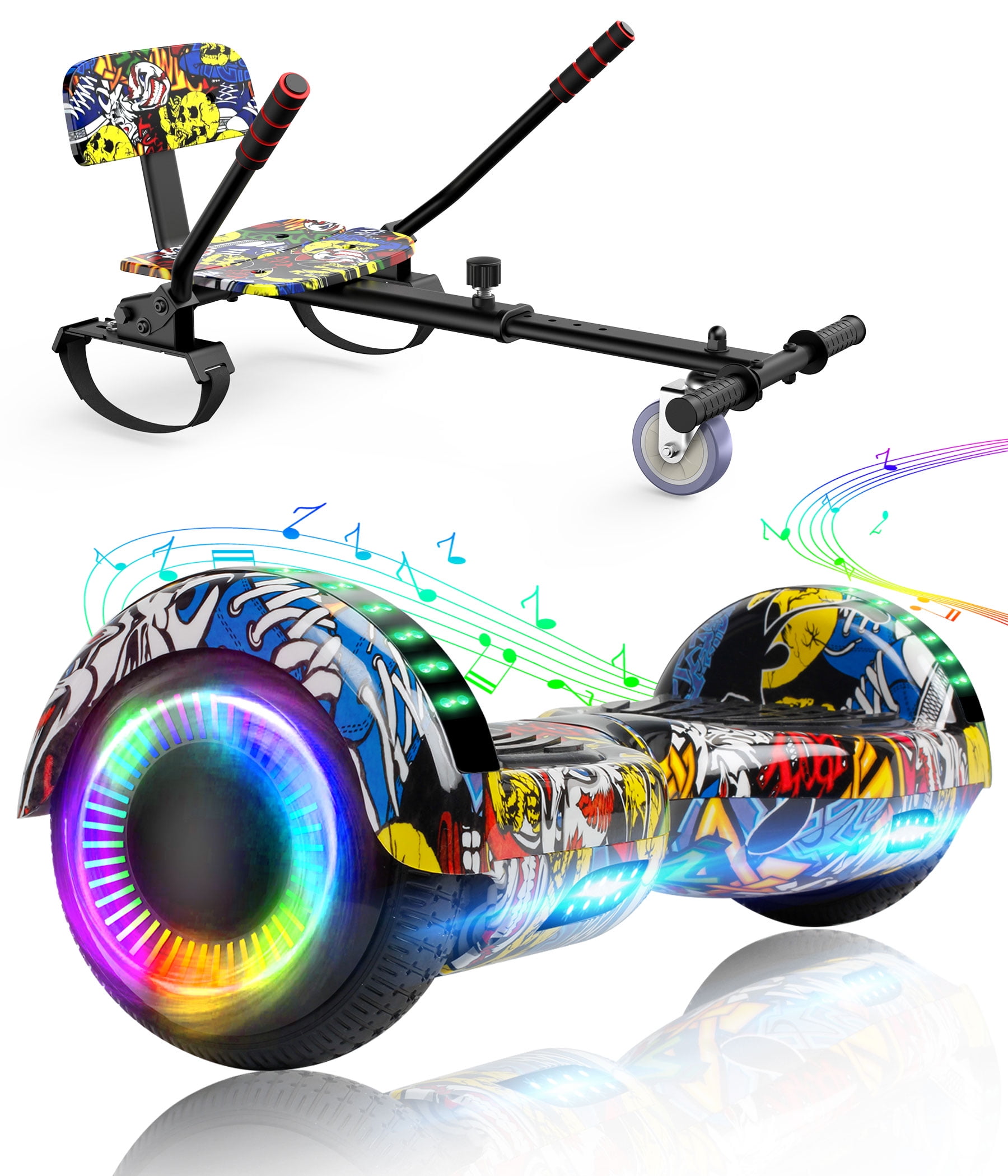 LIEAGLE Hoverboard Hoverkart Set Self Balancing Scooter with Bluetooth LED Graffiti Walmart