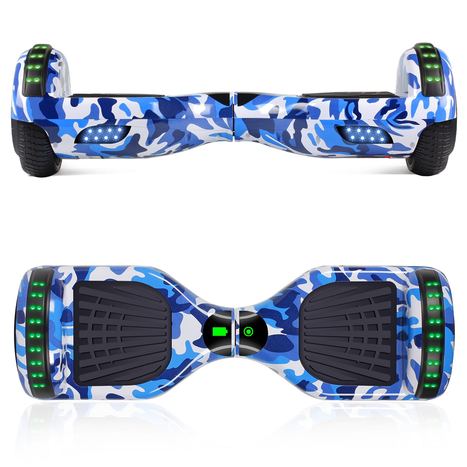 LIEAGLE Hoverboard with Bluetooth Speaker and Led Lights Smart 6.5 Self Balancing Electric Scooter for Kids and Teenagers Camouflage Blue Walmart