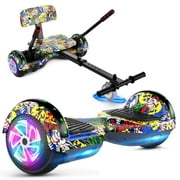 LIEAGLE Hoverboard with Hoverkart Set, 6.5" Tires 7.5mph & 6 Miles Self Balancing Scooter with Bluetooth and LED Lights, Great Gift