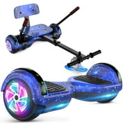 LIEAGLE Hoverboard with Hoverkart Set, 6.5 Tires 7.5mph & 6 Miles Self Balancing Scooter with Bluetooth and LED Lights, Great Gift
