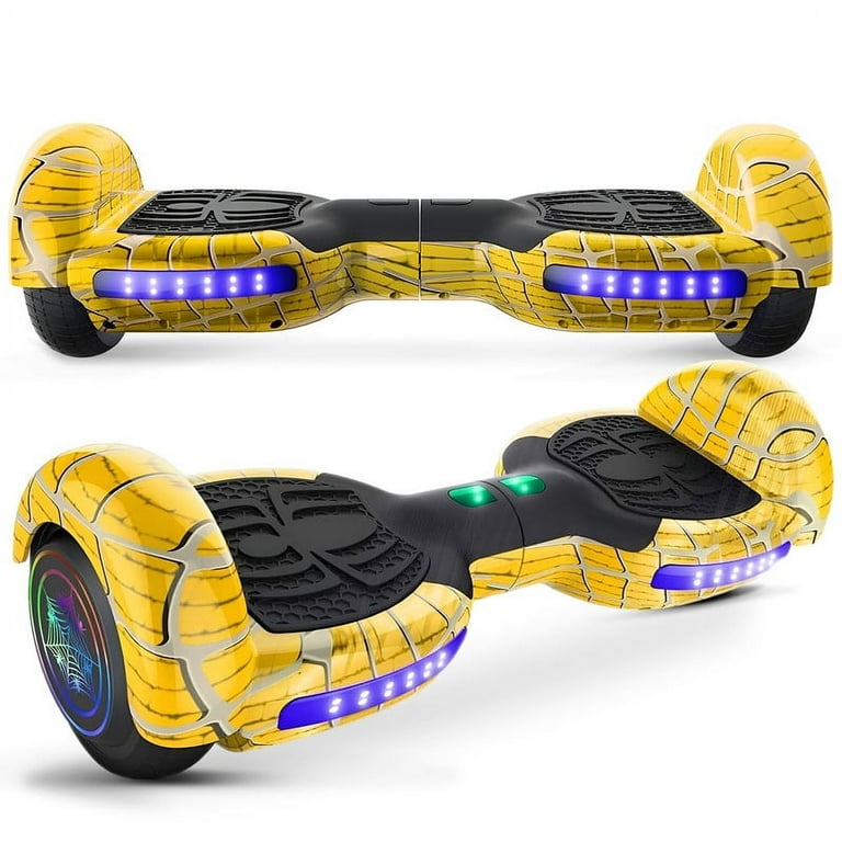 LIEAGLE Hoverboard with LED Lights 6.5 Self Balancing Wheel Scooter for Kids Adults Spider Yellow Walmart