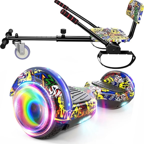 LIEAGLE Hoverboard with Seat, 6.5" Hover Board Go Kart, 300W Powerful Motor, 6-10MPH Max Speed Self Balancing Electric Scooter