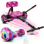 LIEAGLE Hoverboard with Seat Attachment, 6.5 inch Hoverboard Go Kart Combo, Self Balancing Electric Scooter with Bluetooth Speaker & LED Lights, Gifts for Kids Adults