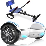 LIEAGLE Hoverboard with Seat, 6.5 inch Hoverboard Go Kart Combo with Bluetooth Speaker & LED Lights for Kids Adults