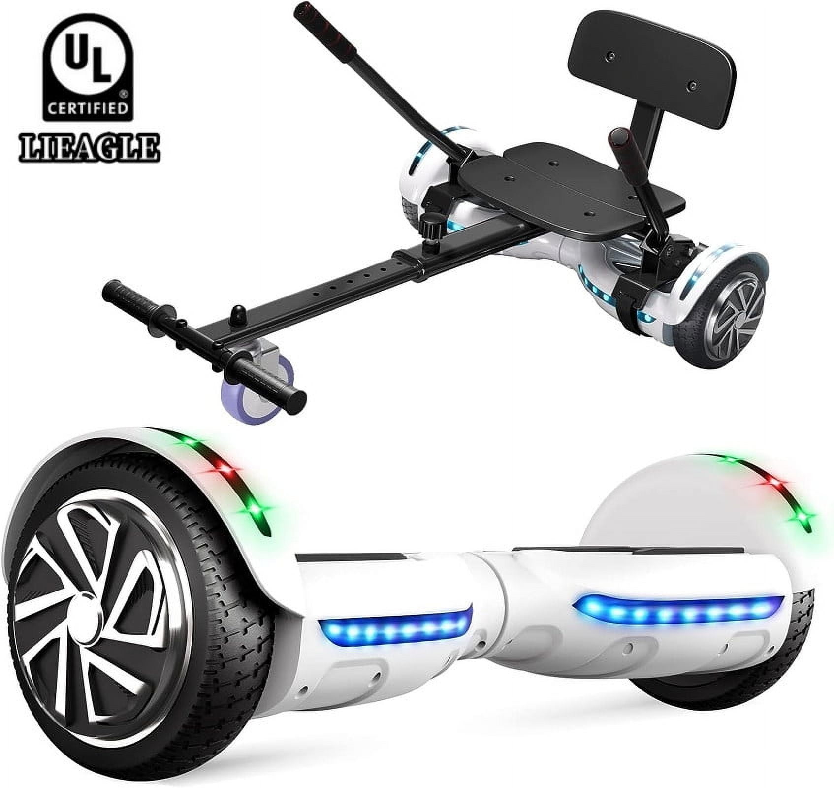 LIEAGLE 6.5 Hoverboard with Seat Fast Flash Wheel Bluetooth Speaker LED Lights Scooter Gift for Kids Adults Walmart