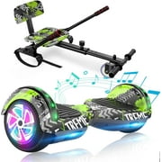 LIEAGLE Hoverboard with Seat Attachment, 6.5" Self Balancing Hover Board Scooter with Bluetooth Speaker & LED Lights, Gifts for Kids Adults