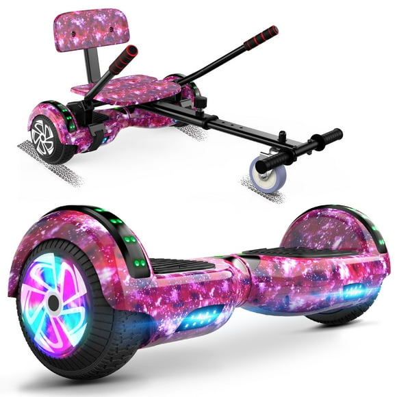 LIEAGLE Hoverboard with Hoverkart Set, 6.5" Tires 6.2mph & 6 Miles Self Balancing Scooter with Bluetooth and LED Lights, Great Gift