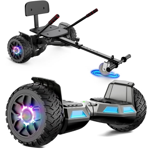 LIEAGLE Hoverboard with Seat Attachment Combo, 8.5 inch Self Balancing Electric Scooter with Built-in Bluetooth Speaker and LED Lights