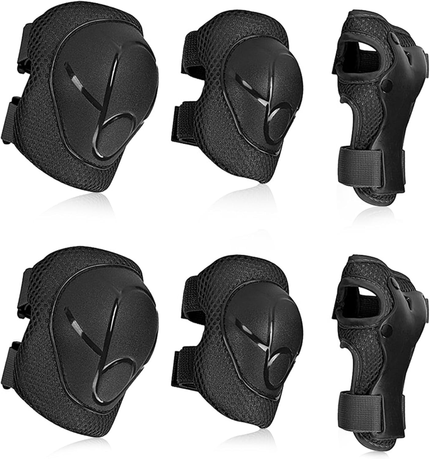 LIEAGLE Kids Knee Pads Elbow Pads Guards Protective Gear Set, Safety Gear for Roller Skates Cycling BMX Bike Skateboard Inline Skatings Scooter Riding Sports, M-Black