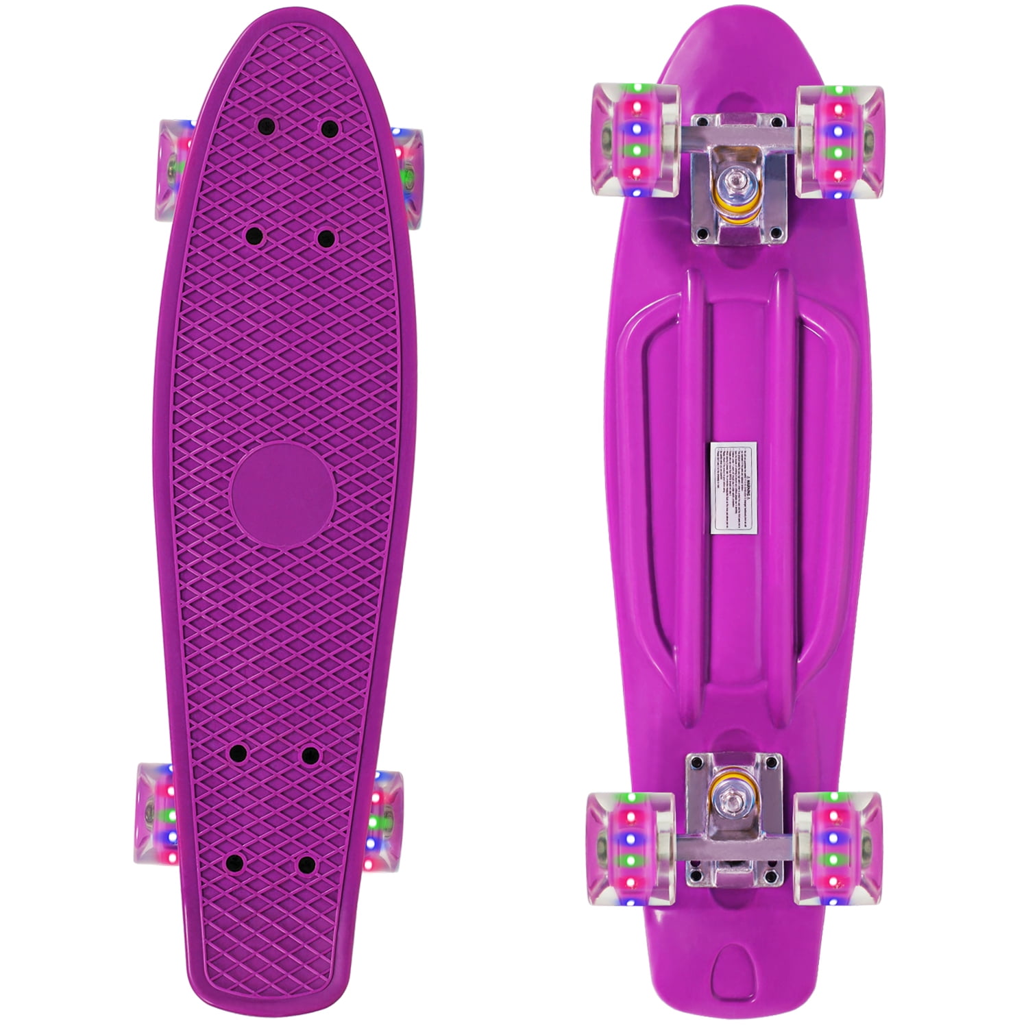 LIEAGLE Mini Cruiser Skateboard 22" Portable Skateboard with Lights on