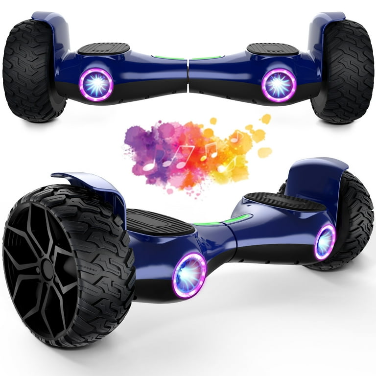LIEAGLE 8.5 All Terrain Hoverboard Self Balancing with Bluetooth 6 LED Lights Blue Walmart
