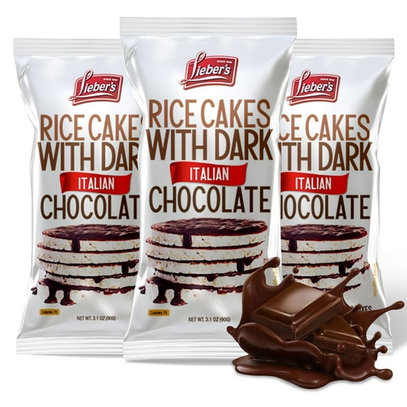 LIEBERS Dark Chocolate Rice Cakes, MDA05Kosher Certified Dairy Free, Gluten Free Snack (Dark Chocolate) Pack Of 3