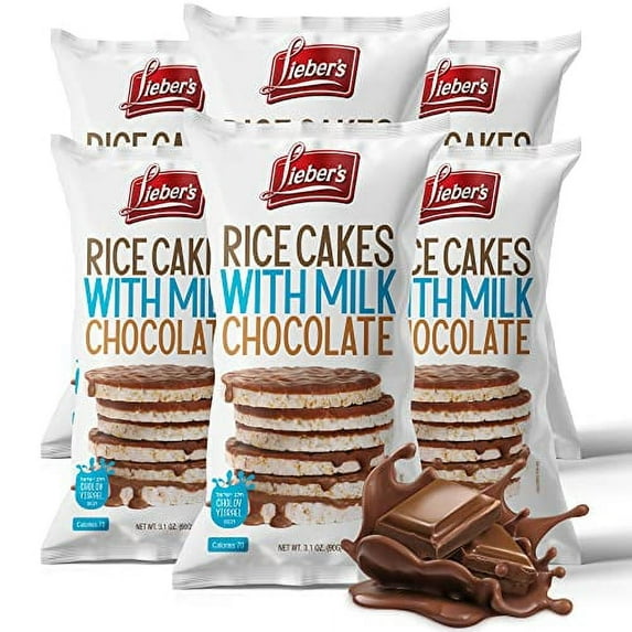 LIEBERS Milk Chocolate Rice Cakes, Kosher Certified Dairy, Gluten Free Snack (pack of 6) (Milk Chocolate)