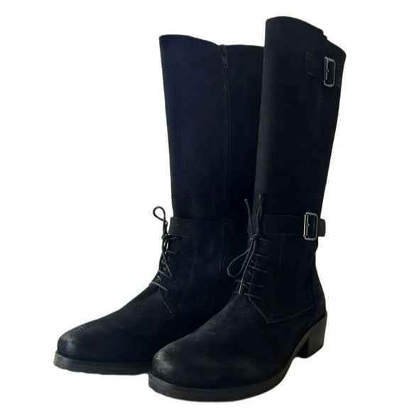 LIEBESKIND Women's Leather Zipped Knee High Boots, Black, 6.5