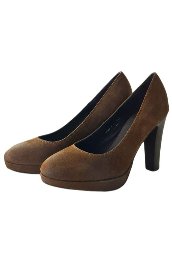 Women's Nubuk 4 Inch Heel Pump, Brown, 7.5