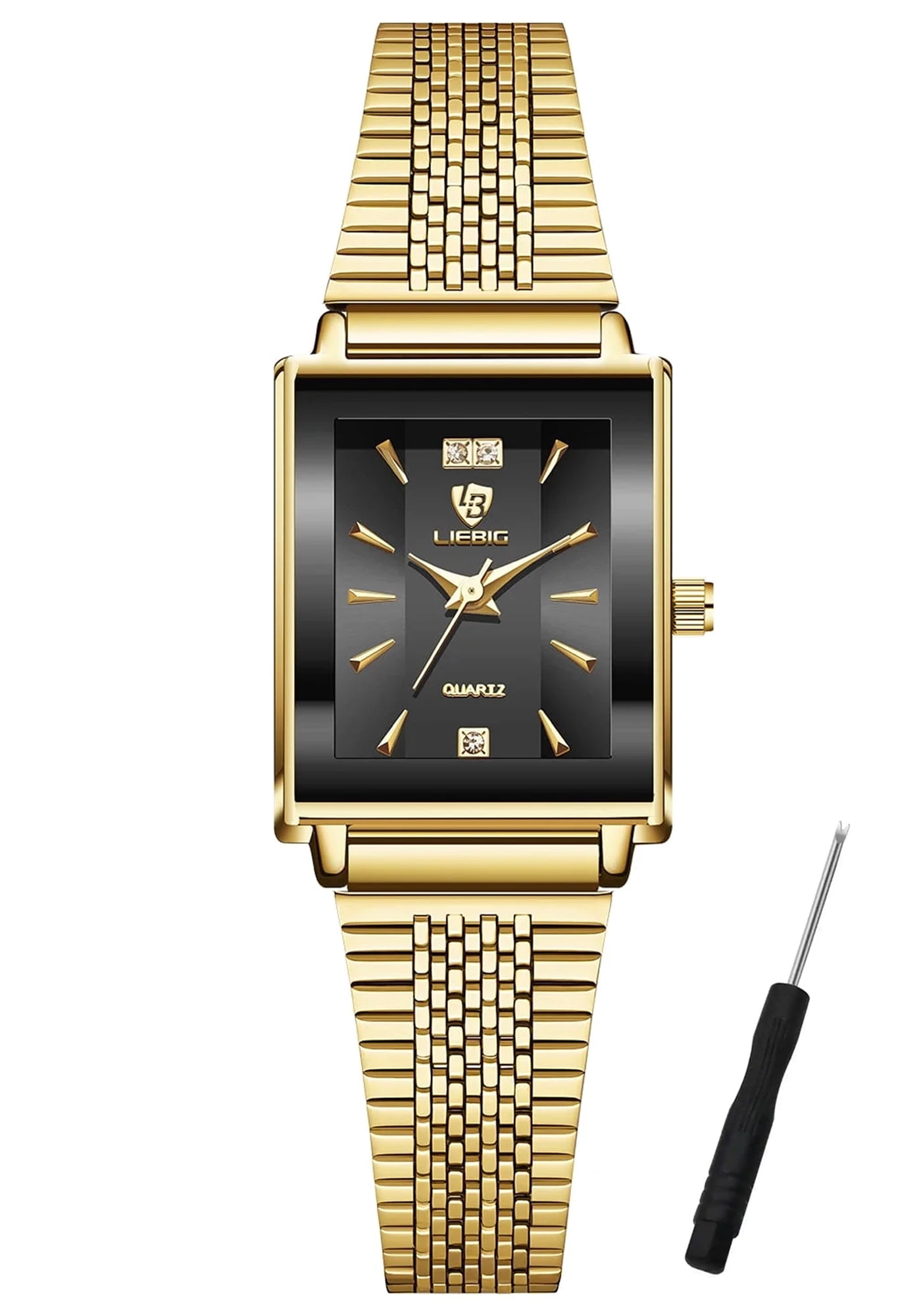 LIEBIG Gold Watches for Women Dainty Elegant Womens Watch Classic Vintage Fashion Square Ladies Quartz Watch Gifts