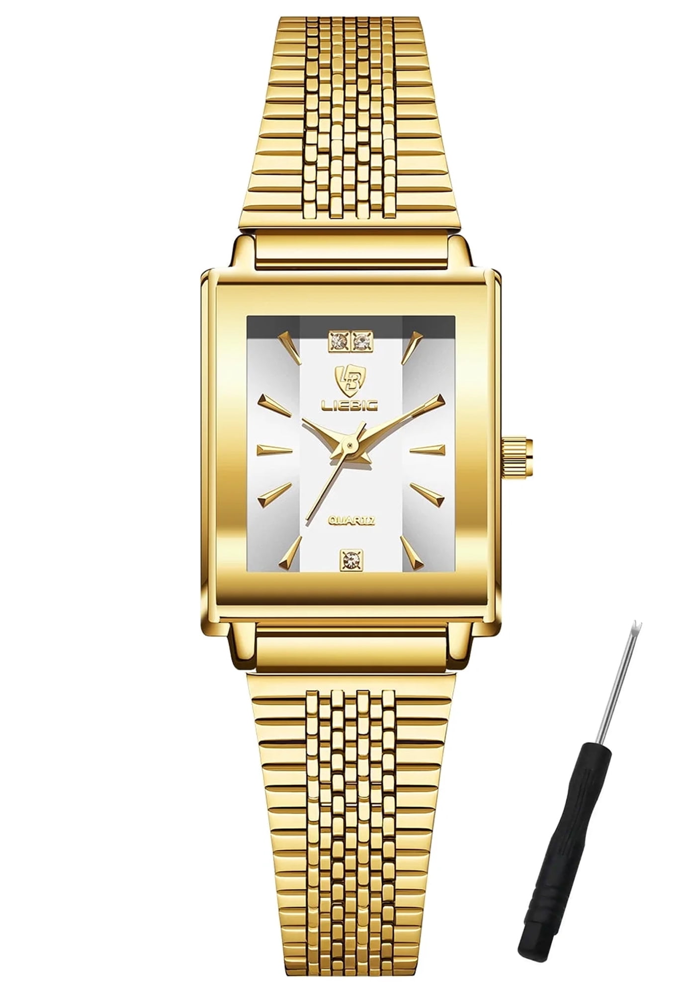LIEBIG Gold Watches for Women Dainty Elegant Womens Watch Classic Vintage Fashion Square Ladies Quartz Watch Gifts