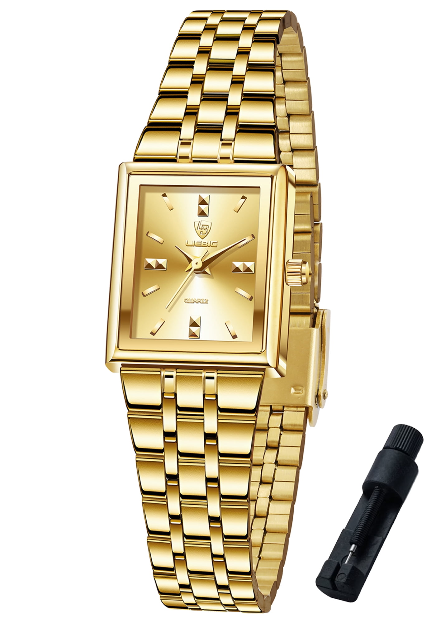 LIEBIG Gold Watches for Women Easy Read Ladies Quartz Waterproof Wrist Watch with Stainless Steel Strap