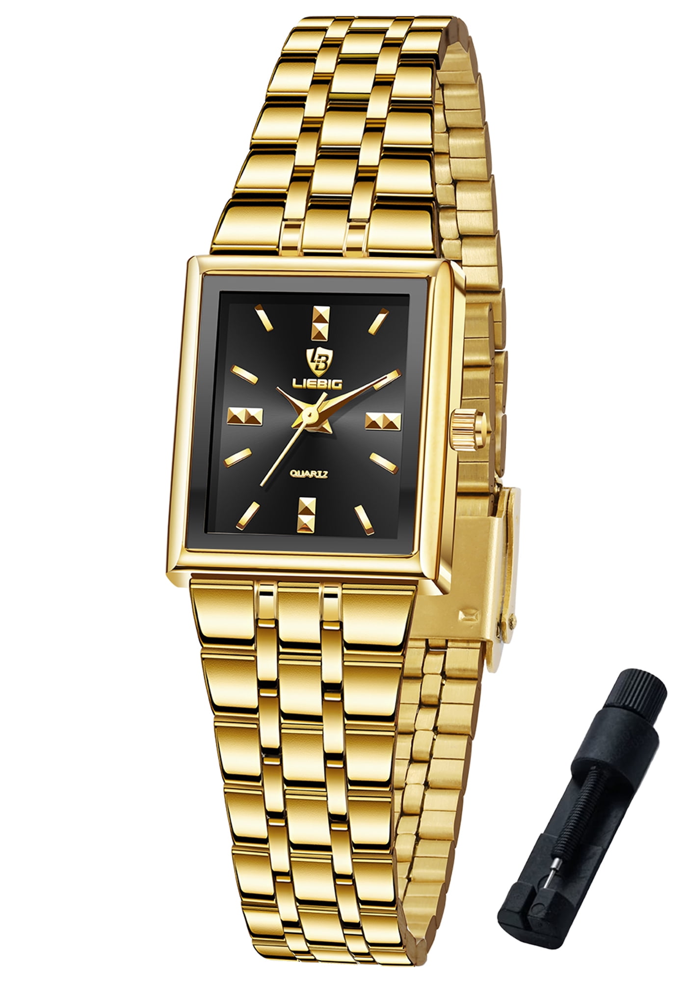 LIEBIG Gold Watches for Women Easy Read Ladies Quartz Waterproof Wrist Watch with Stainless Steel Strap