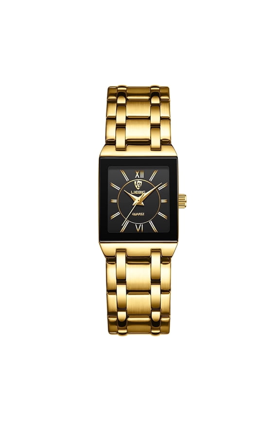 LIEBIG Gold Watches for Women Luxury Ladies Quartz Wrist Watches with Roman Numerals Square Fashion Business Casual Watch