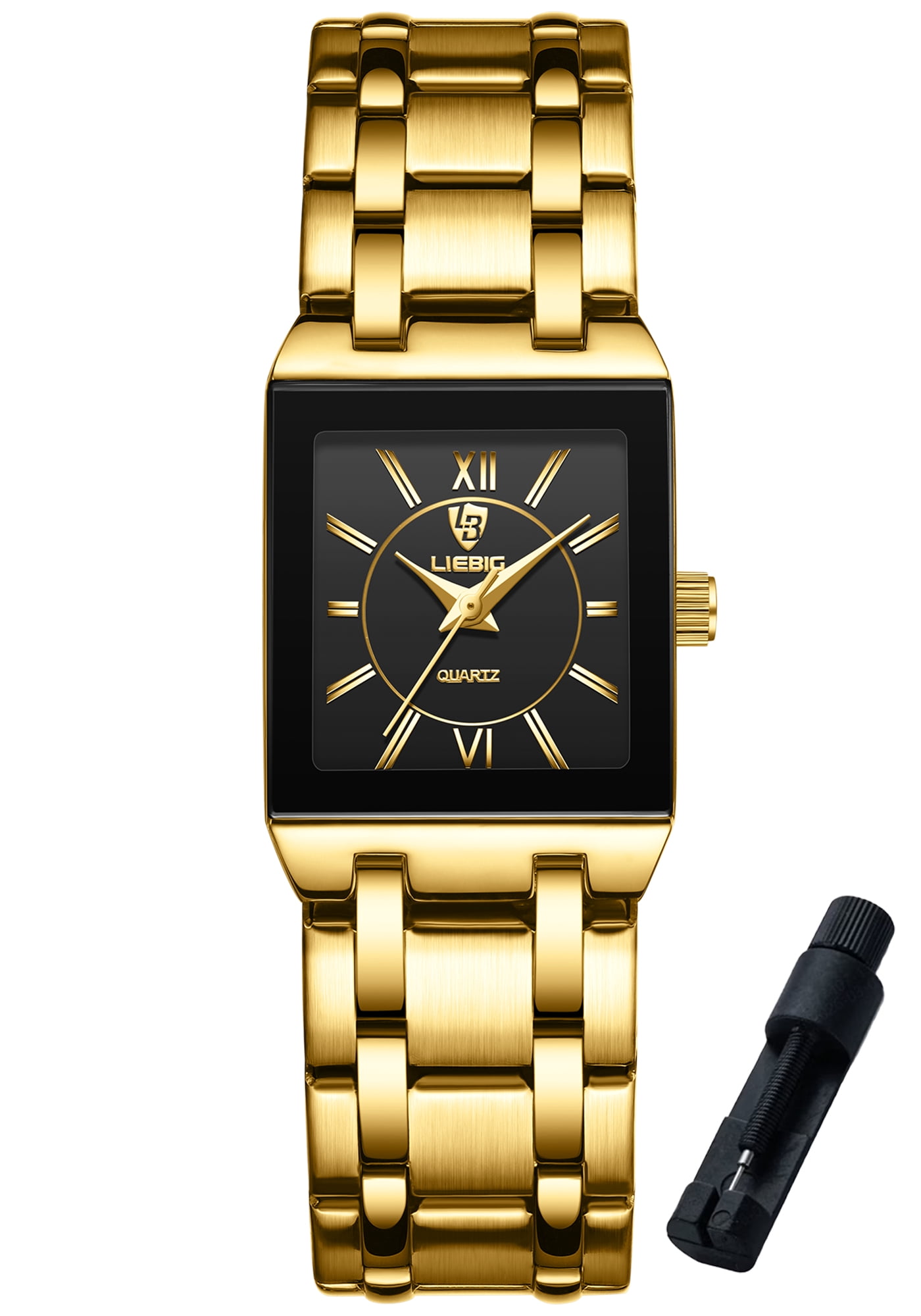LIEBIG Gold Watches for Women Luxury Ladies Quartz Wrist Watches with Roman Numerals Square Fashion Business Casual Watch