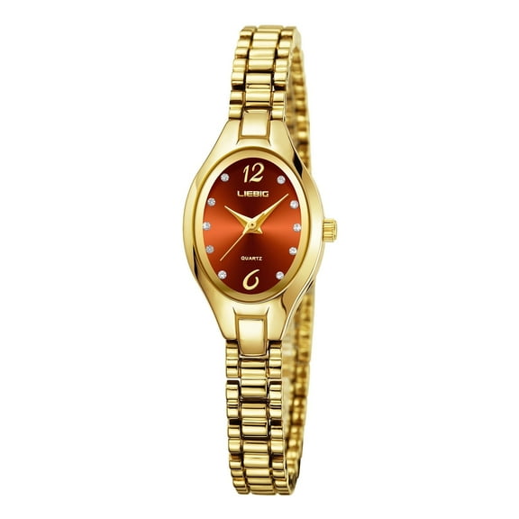 LIEBIG Small Gold Watches for Women Dainty Analog Ladies Quartz Watch Oval Case Waterproof