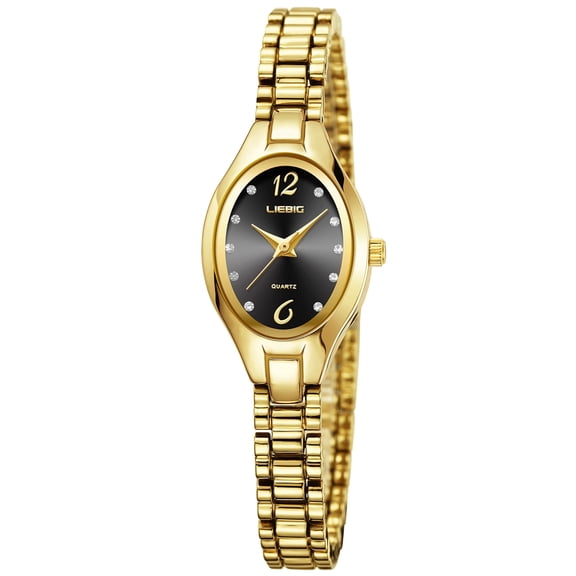 LIEBIG Womens watch Small Gold Watches for Women Dainty Analog Ladies Quartz Watch Oval Case Waterproof