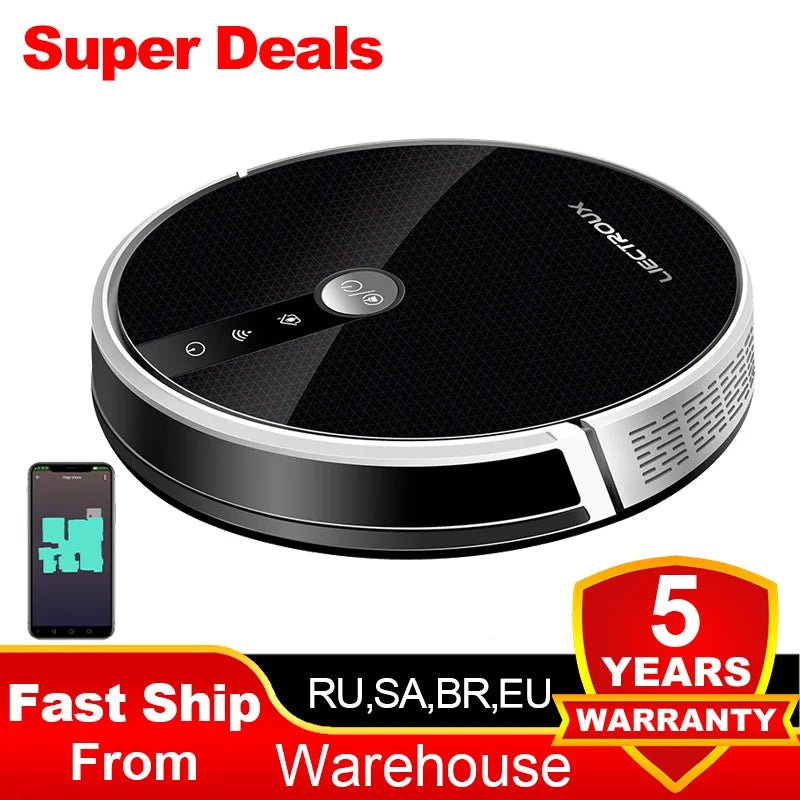 LIECTROUX C30B Robot Vacuum Cleaner AI Map Navigation,Memory,Smart Partition,WiFi App,6000Pa