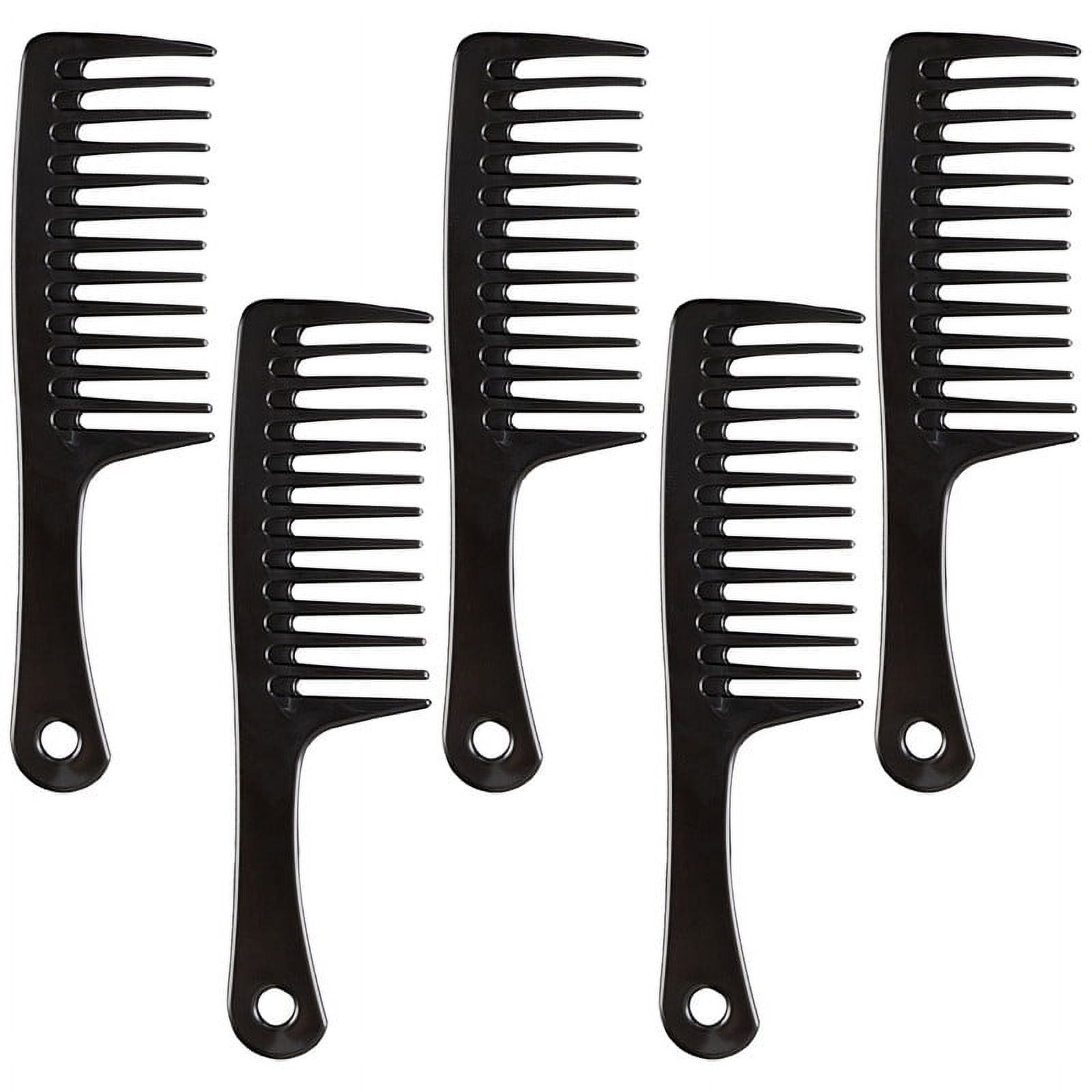 LIEISFEPER 5 Pcs Hair Brush Wide Tooth Comb Black for Wet and Dry Black