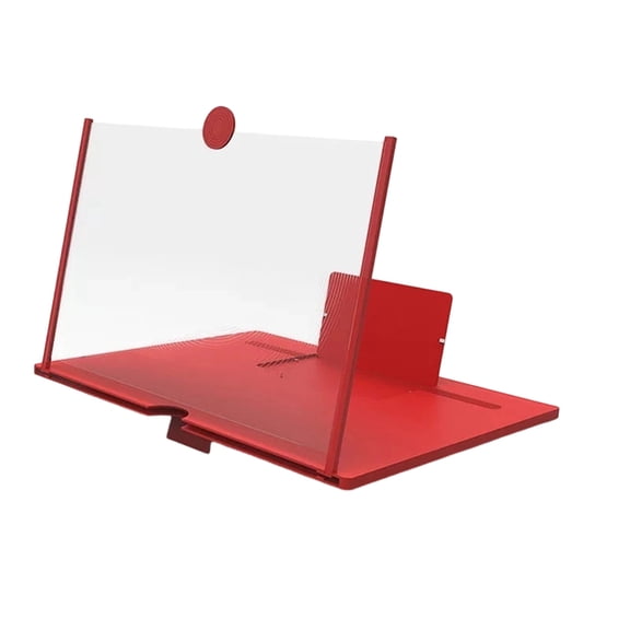 LIERTOUR 12 Inch 3D Ultra HD Mobile Phone Screen Magnifier, Upgraded Foldable Desktop Stand for Movies and Gaming, Portable Pull-Out Video Amplifier for Smartphones Red