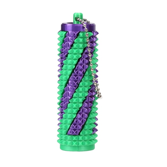 LIERTOUR 3D Printed Spiral Fingertip Decompression Massage Stick, Spiky Small Handle Stress Relief Tool for Adults and Hand Exercise with Portable Design, 1 Pack Green