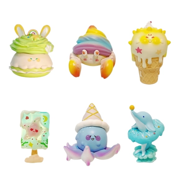 LIERTOUR 6 Piece Ocean Scene Decoration 2.4 to 2.8 in Accessory for Cake and Tabletop for Social Event Atmosphere and Artistic Decor for Office and Home Gear