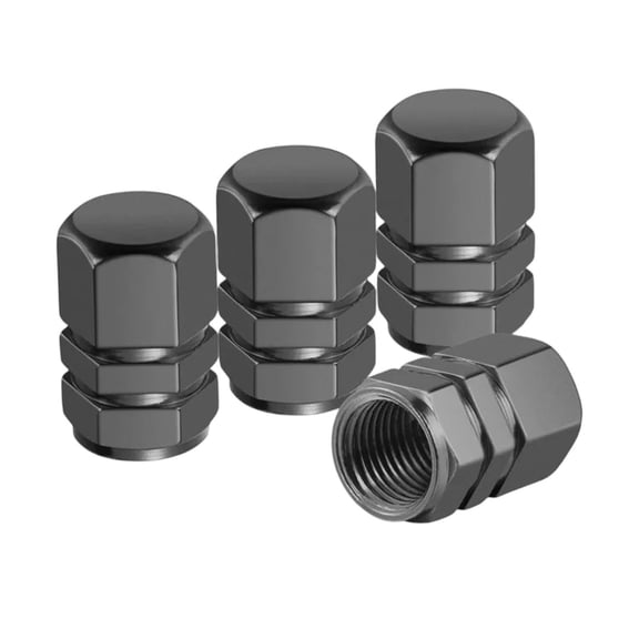 LIERTOUR Aluminum Tire Valve Stem Caps, Universal Hexagonal Metal Air Port Covers with Screw Design for Cars and Trucks, Durable Protective Accessories, Silver, 4 Pack Gray