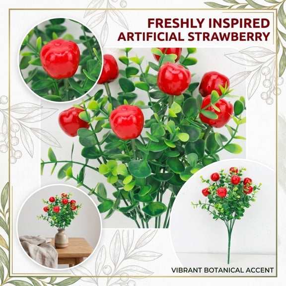 LIERTOUR Artificial Apple Branches with 7 Forks Crabapple Fruit Stems with Red Mini Apples and Green Leavesr for Home Kitchen Decor, Farmhouse Vase Fillers Seasonal Table Centerpiece