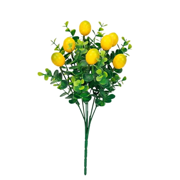 LIERTOUR Artificial Lemon Branches with 7 Forks Eucalyptus Fruit Tree Green Plant Decoration for Home Decor And Simulated Lemon Sprigs to Enhance Interior Style